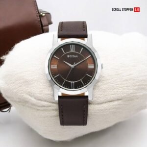 Titan Karishma Zing Quartz Analog Brown Dial Leather Strap Watch For Men